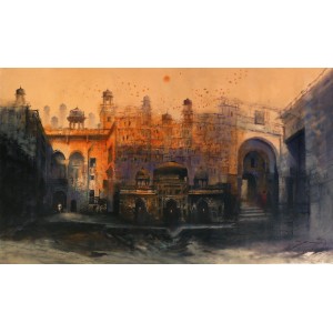 A. Q. Arif, 24 x 42 Inch, Oil on Canvas, Cityscape Painting, AC-AQ-205